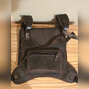 Mens Leather Hands Free Tactical Rig Bag/Walkie Talkie/Phone Holder NWOT